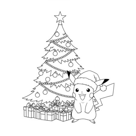 Pikachu Natal Tema (Desenho para Colorir)