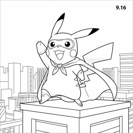 Pikachu Super Heroi (Desenho para Colorir)