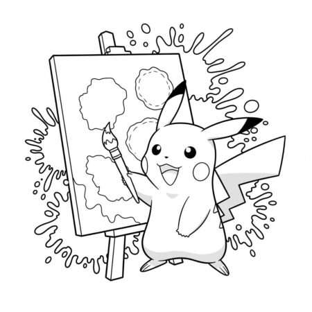 Pikachu e a Arte (Desenho para Colorir)