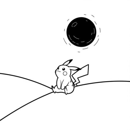 Pikachu e a Lua (Desenho para Colorir)