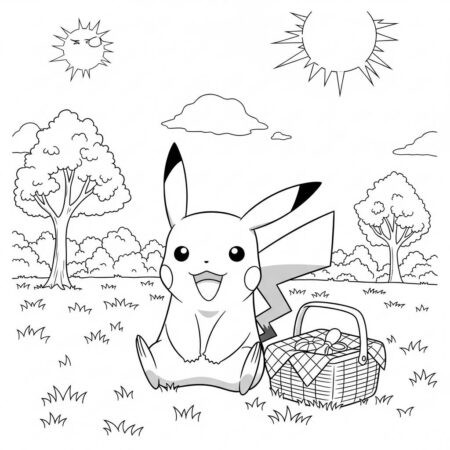 Pikachu e o Sol (Desenho para Colorir)