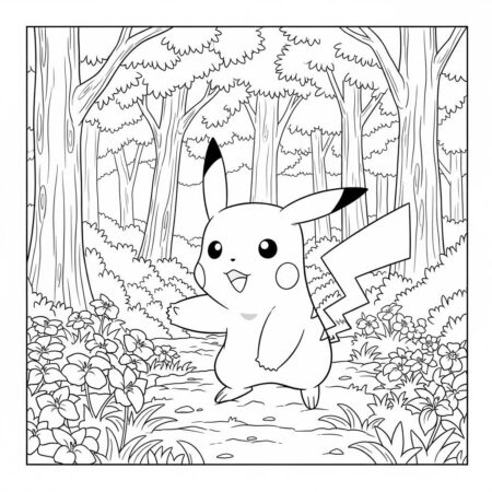 Pikachu em Aventura (Desenho para Colorir)