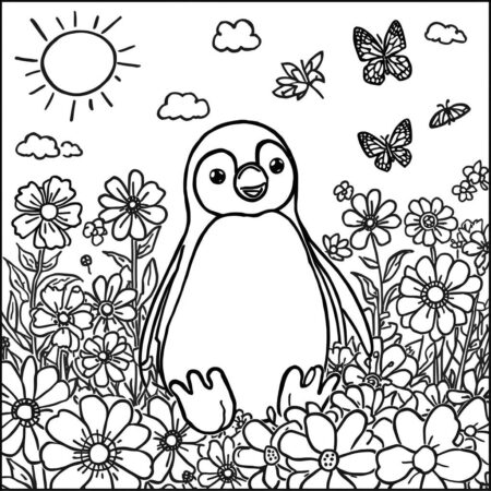 Pinguim e a Primavera (Desenho para Colorir)