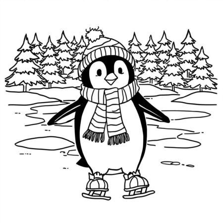 Pinguim e o Inverno (Desenho para Colorir)