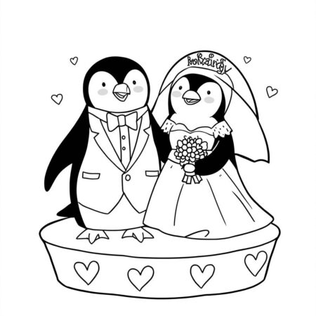 Pinguim em um Casamento (Desenho para Colorir)