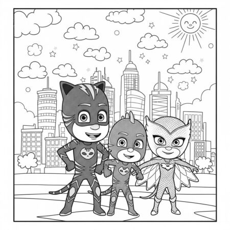 Pj Masks Amigos em Acao (Desenho para Colorir)