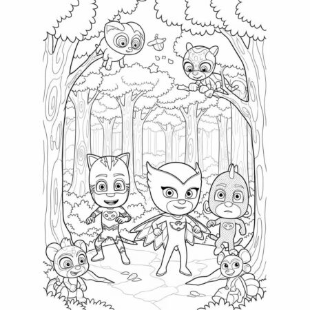 Pj Masks Aventura na Floresta (Desenho para Colorir)