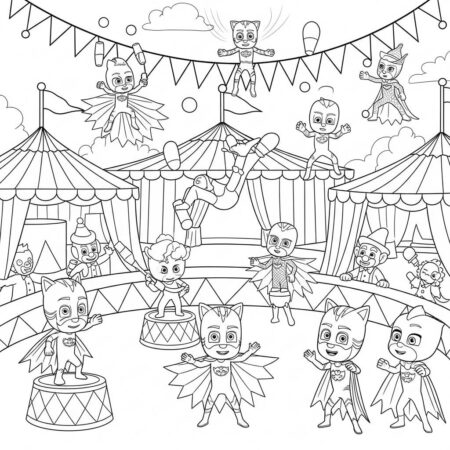 Pj Masks Aventura no Circo (Desenho para Colorir)