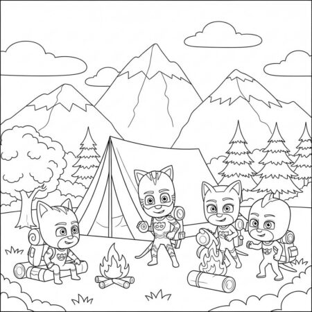 Pj Masks Aventuras de Verao (Desenho para Colorir)