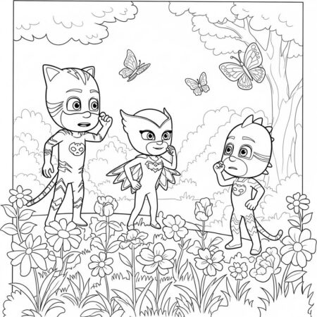 Pj Masks Cores da Primavera (Desenho para Colorir)