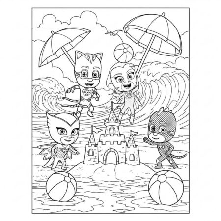 Pj Masks Dia de Praia (Desenho para Colorir)