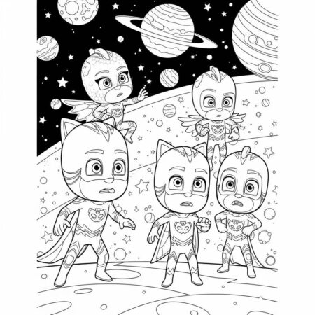 Pj Masks Exploradores do Espaco (Desenho para Colorir)