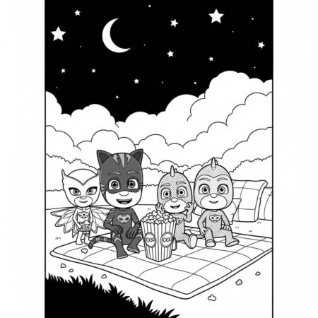 Pj Masks Noite de Cinema (Desenho para Colorir)