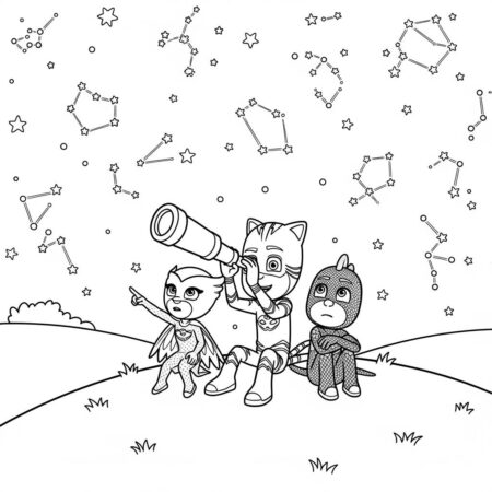 Pj Masks Noite de Estrelas (Desenho para Colorir)