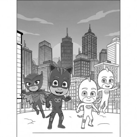 Pj Masks Super Herois na Cidade (Desenho para Colorir)