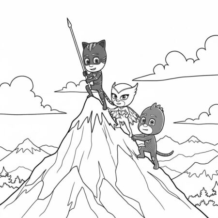 Pj Masks Super Herois na Montanha (Desenho para Colorir)
