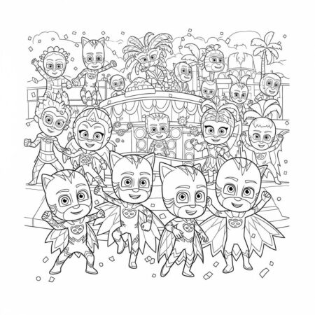 Pj Masks Super Herois no Carnaval (Desenho para Colorir)