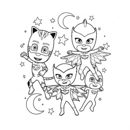 Pj Masks Superherois Aventura (Desenho para Colorir)