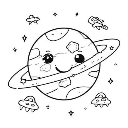 Planeta fofo Para Meninas (Desenho para Colorir)