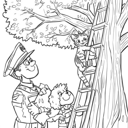 Policia e Animais (Desenho para Colorir)