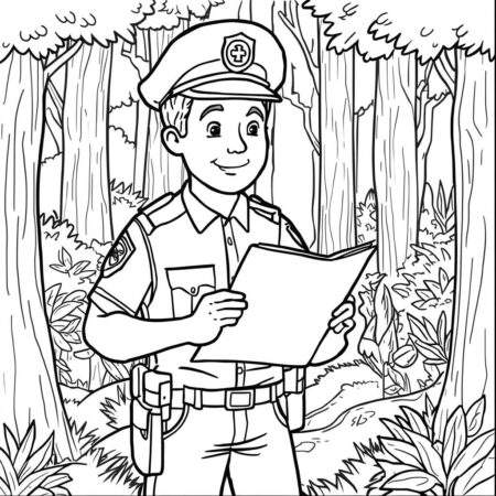 Policia e Aventura (Desenho para Colorir)