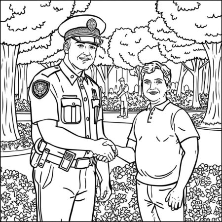 Policia e Cidadaos (Desenho para Colorir)