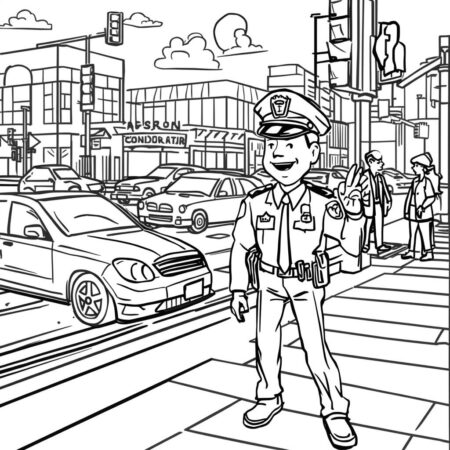 Policia e Transito (Desenho para Colorir)