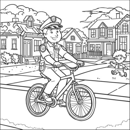 Policia em Patrulha (Desenho para Colorir)