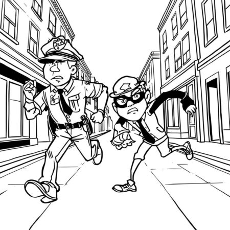 Policial em Acao (Desenho para Colorir)