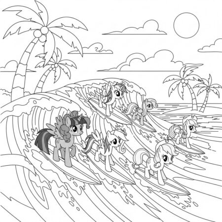 Poneis Surfistas (Desenho para Colorir)