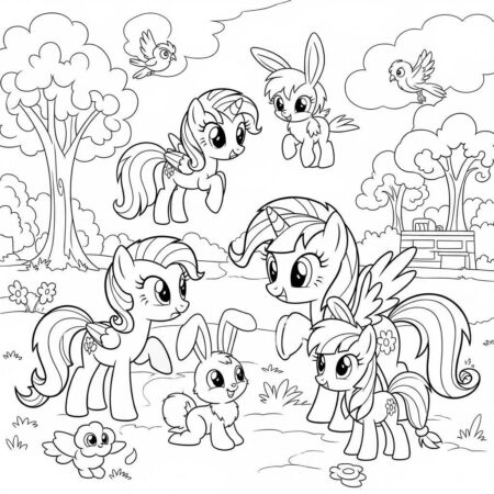 Poneis e Animais (Desenho para Colorir)