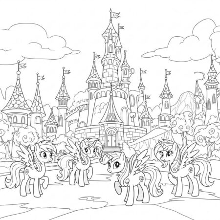 Poneis e Contos de Fadas (Desenho para Colorir)