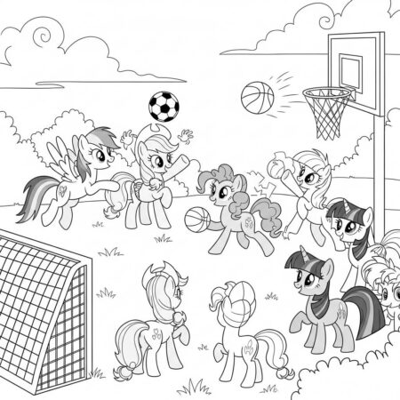 Poneis e Esportes (Desenho para Colorir)