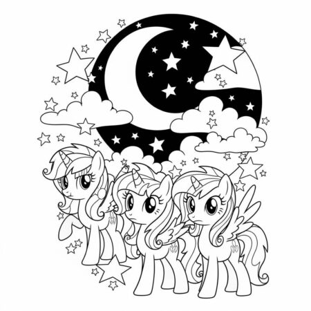 Poneis e Estrelas (Desenho para Colorir)