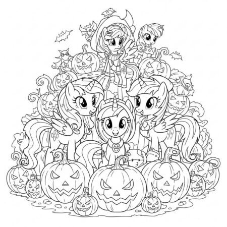 Poneis e Halloween (Desenho para Colorir)