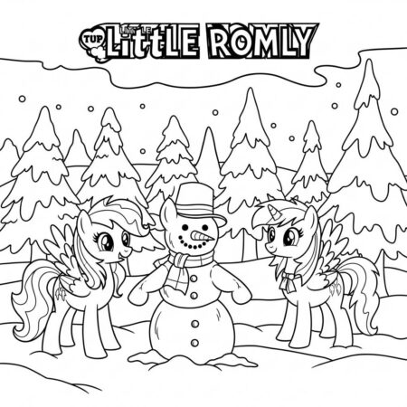 Poneis e Inverno (Desenho para Colorir)