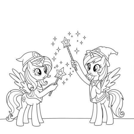 Poneis e Magia (Desenho para Colorir)