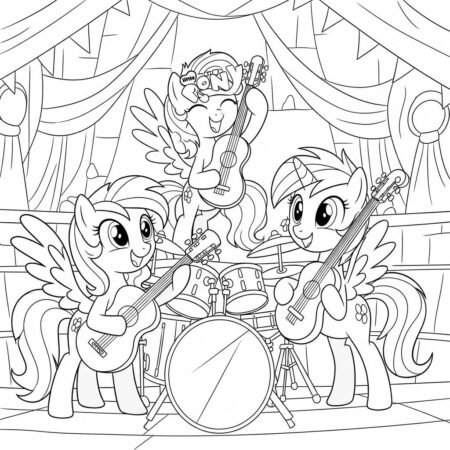 Poneis e Musica (Desenho para Colorir)