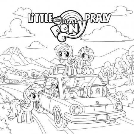 Poneis e Viagem (Desenho para Colorir)