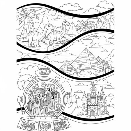 Poneis e Viagem no Tempo (Desenho para Colorir)