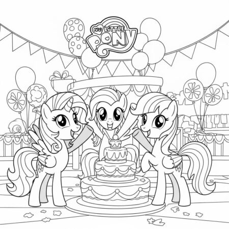 Poneis em Festa (Desenho para Colorir)