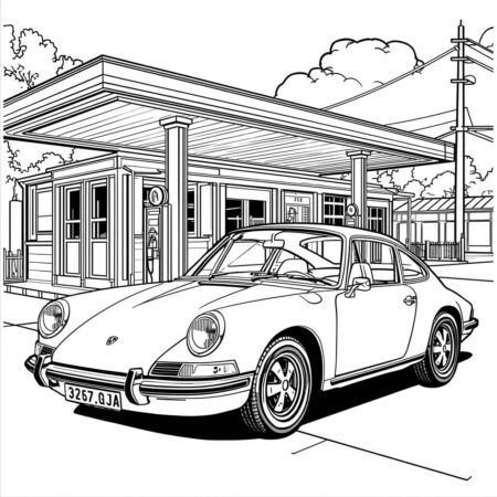 Porshe Classico Vintage (Desenho para Colorir)