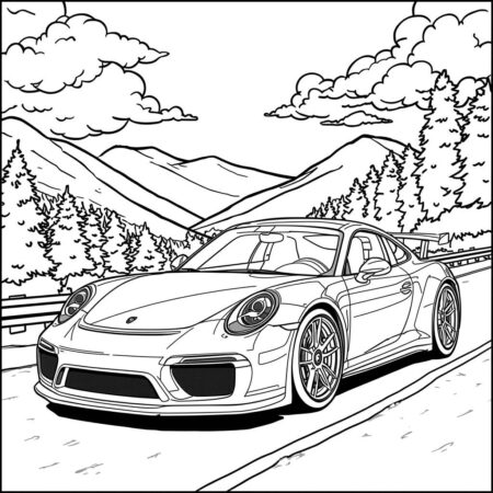 Porshe Esportivo Elegante (Desenho para Colorir)