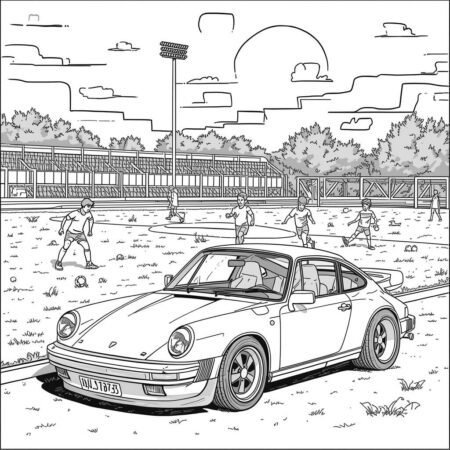 Porshe e Esportes (Desenho para Colorir)
