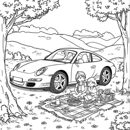 Porshe e Familias (Desenho para Colorir)