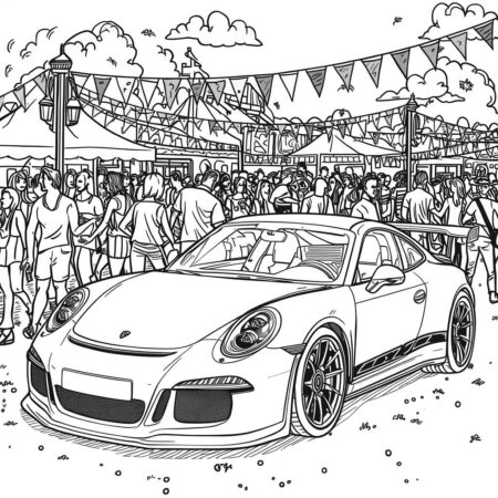 Porshe e Musica (Desenho para Colorir)
