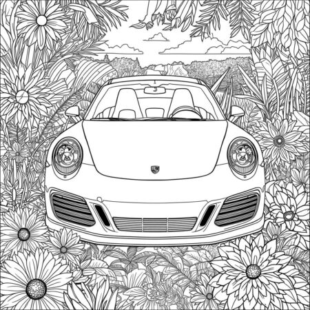 Porshe e Natureza (Desenho para Colorir)