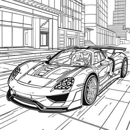 Porshe e Tecnologia (Desenho para Colorir)