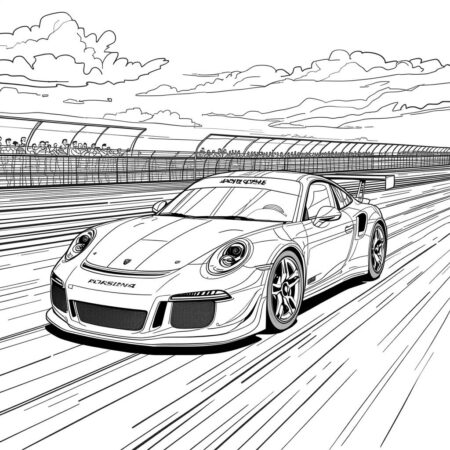 Porshe em Corrida (Desenho para Colorir)