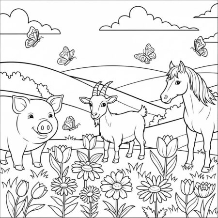 Primavera Animais do Campo (Desenho para Colorir)